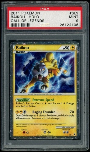 2011 POKEMON RAIKOU-HOLO CALL OF LEGENDS #SL9 PSA 9