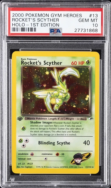 2000 POKEMON GYM HEROES HOLO-1ST EDITION #13 ROCKET'S SCYTHER PSA 10