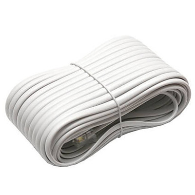 38-Foot White Telephone Extension Cord With Connectors - Extra Long Phone Line Cable