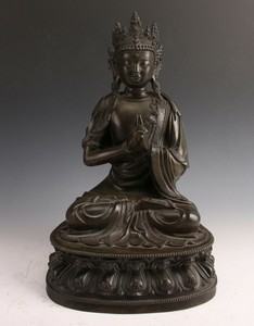 Chinese Antique Qing Dynasty Bronze Seated Buddha