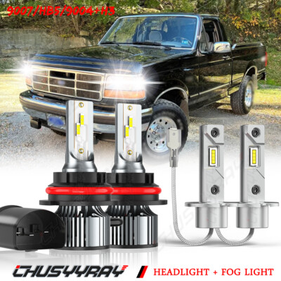 Para For Ford F 150 1995 1996 faro LED Hi-Lo Beam + bombillas de luz antiniebla
