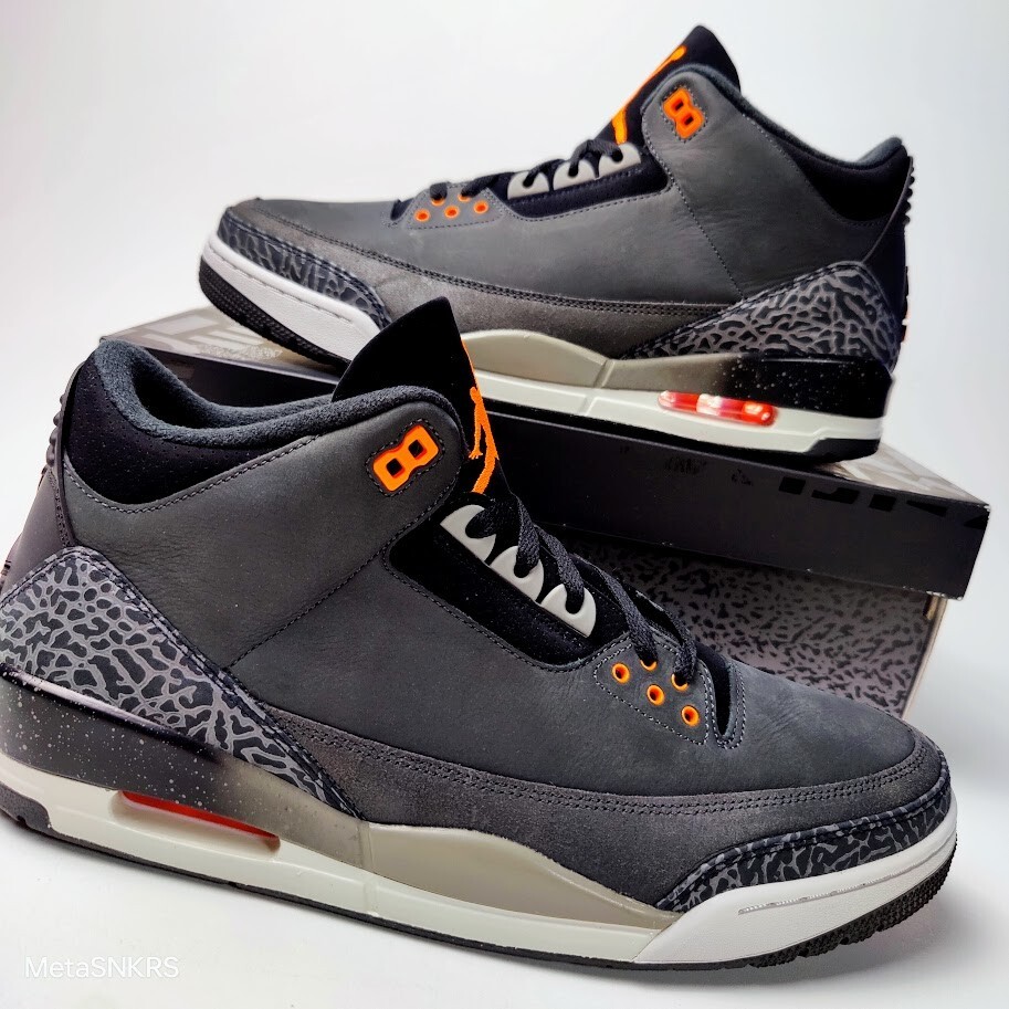 Air Jordan 3 US 13 Men's Black White Gray Orange Nike Retro Fear  CT8532 080 New thumbnail 8
