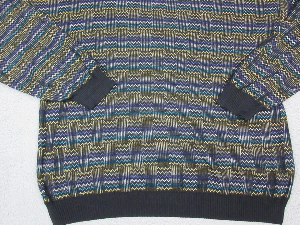 VINTAGE Pronto Uomo Sweater Mens Adult Large Black Grandpa Knit Outdoors Italy - Image 2 of 4