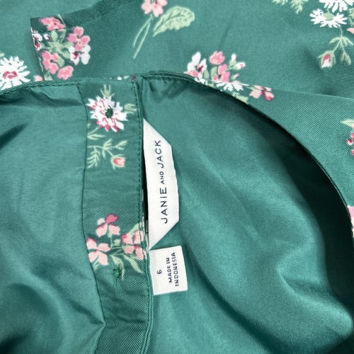 Janie And Jack Dress Girls Sz 6 Green Tiered Floral Formal - Picture 8 of 10