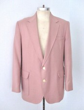 Vtg 70s 80s Haggar Rose Pink Poly Rayon Boating Resort Blazer Golf Jacket 44