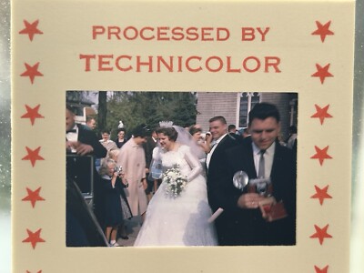 Vintage 1960s Wedding Photo Young Girl Takes Photo of Bride Technicolor