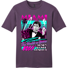 NEW ART SOCIETY SCARFACE MIAMI VICE TEE SHIRT EGGPLANT SM-4XLARGE MADE IN USA