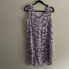 Gap Women SZ S Pink/Blue/Purple Floral Sleeveless V-Neck Shift Dress