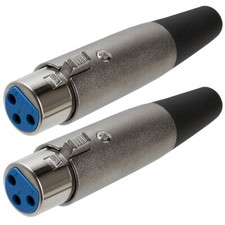 2 Pcs XLR 3-Pin Female Mic Microphone Audio Cable Connector Adapter Solder Type