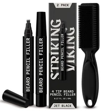 Viking Revolution Beard Pen (2 Pack) Black Beard Pencil Filler Men Lapiz Para