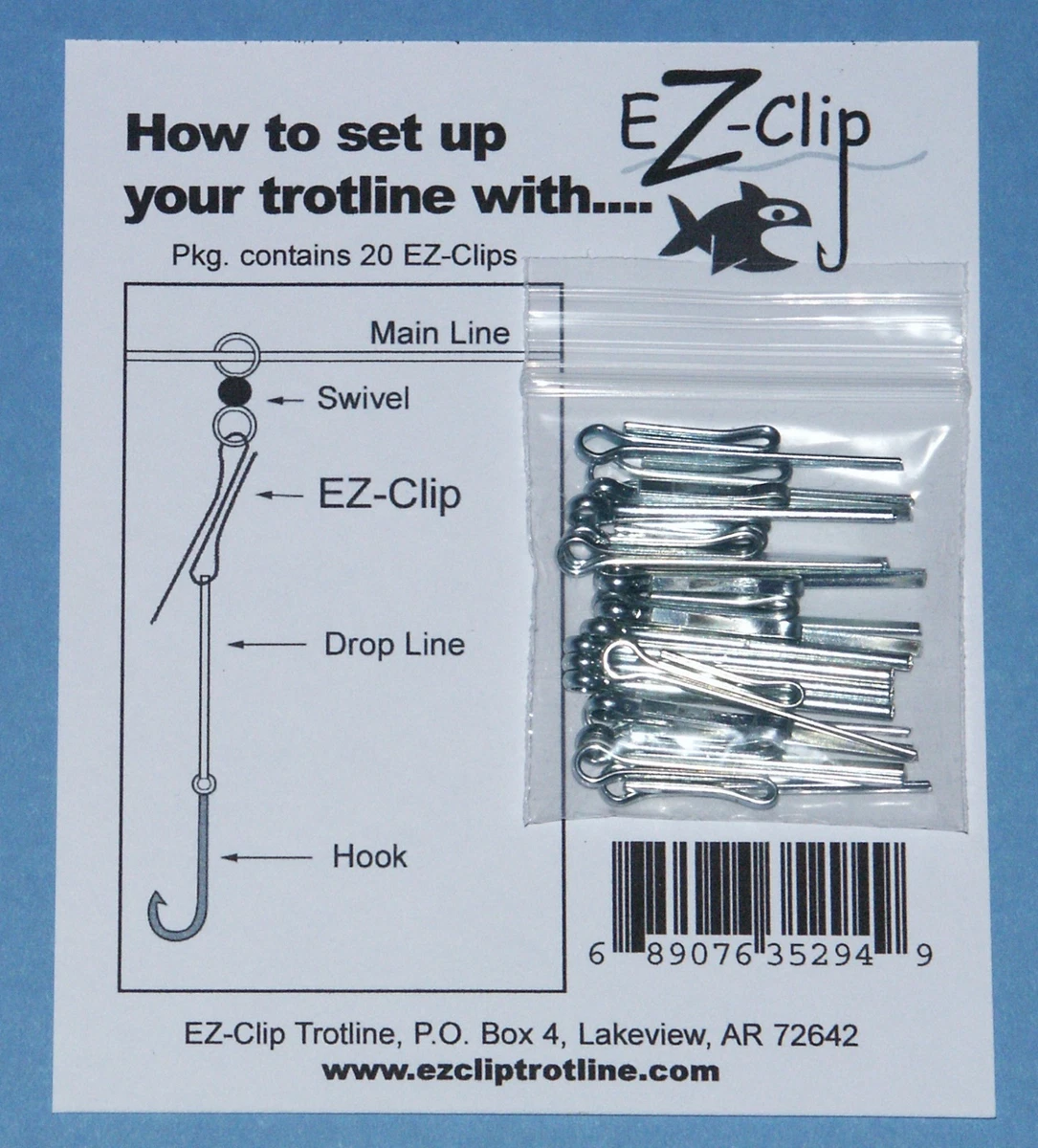 EZ Clip Trotline Fishing Clips Crabbing Snood Dropline Clips 100 Each -  Bulk