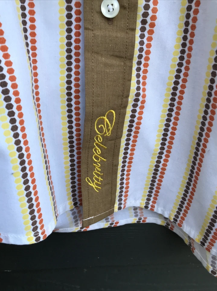 Camisa de vestir geométrica vintage de los años 70 para hombre doble cuello puño francés disco núcleo Foto 4 de 4