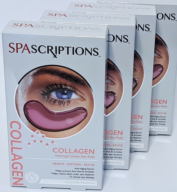 4 PACK Spascriptions Collagen Hydrogel Under Eye Pads eBay