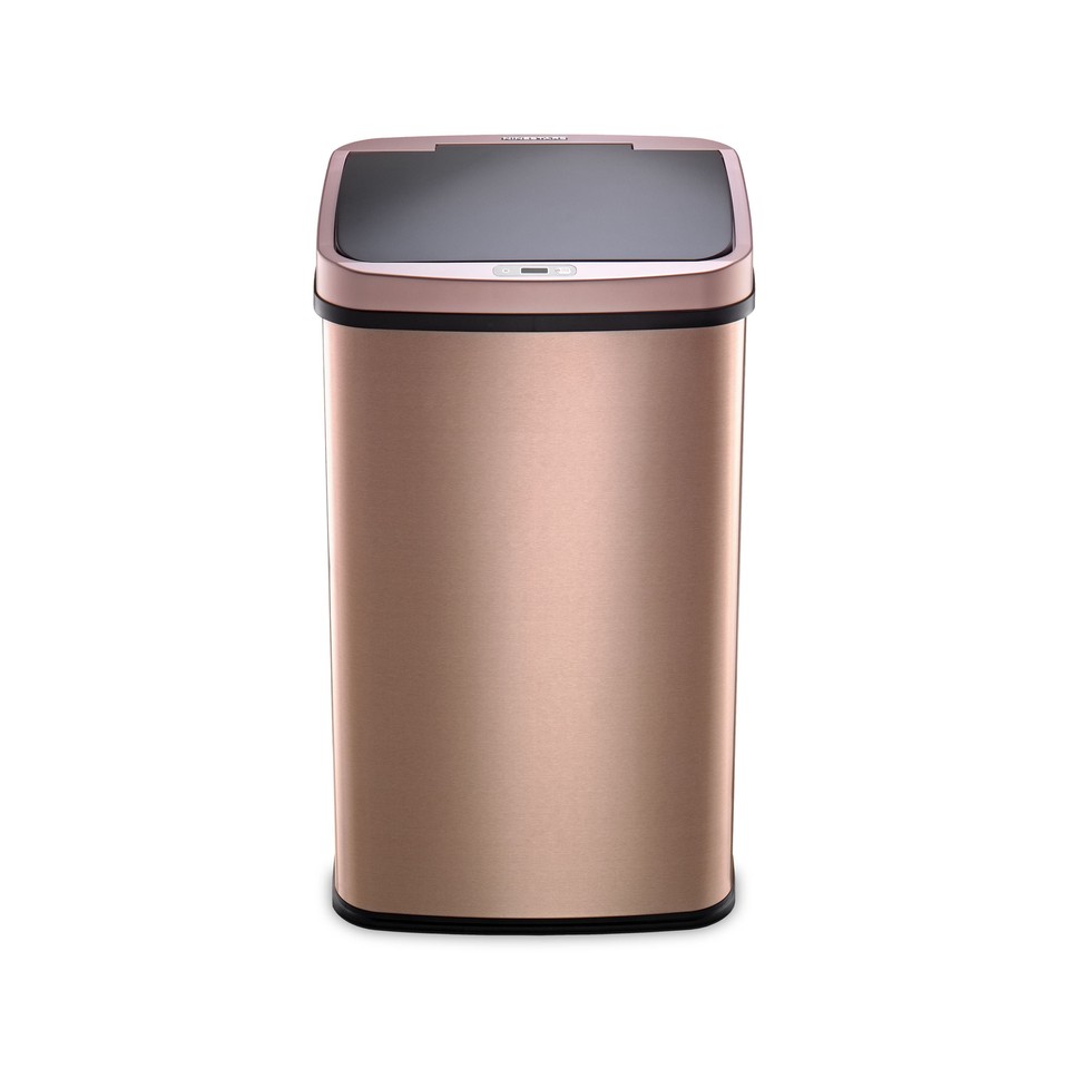 Nine Stars Motion Sensor Rectangular Kitchen Garbage Can, Gold