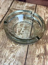 Vintage Hilton Hotel Glass Ashtray round clear