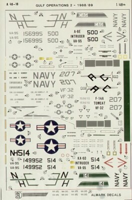 Almark Decals 1/48 Gulf Operations 2 1988-89 Grumman A-6 D/E Intruder 10.5''x7''
