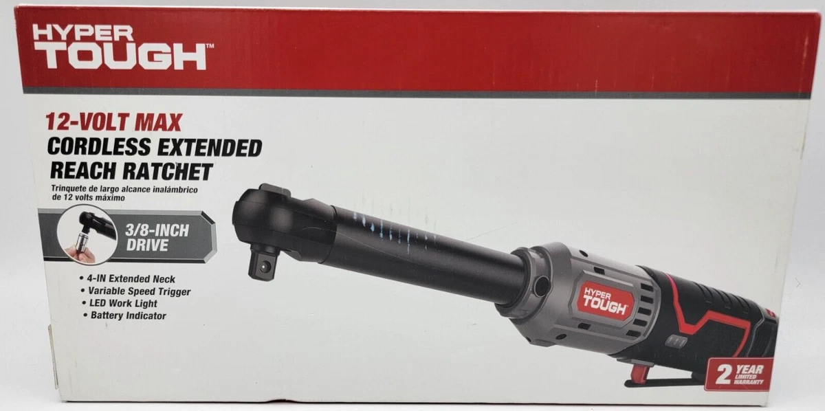 Hyper Tough 12V Li-Ion Extended Reach Ratchet w/ Batt & Charger 