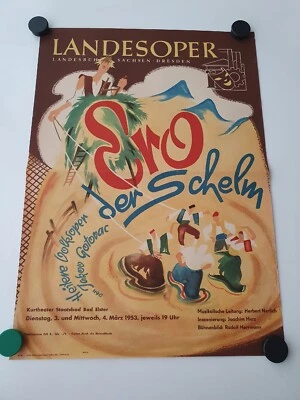 Plakat Landesbühnen Sachsen Bad Elster "Ero der Schelm" 1952 Original DDR - Bild 1 von 4