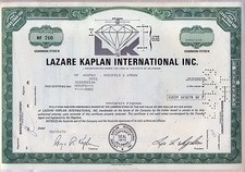 Lazare Kaplan International Inc. Stock Certificate Diamond
