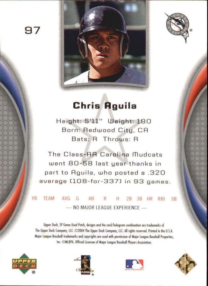 2004 SP Game Used Patch #97 Chris Aguila RD RC /375 - NM-MT - Image 2 of 2