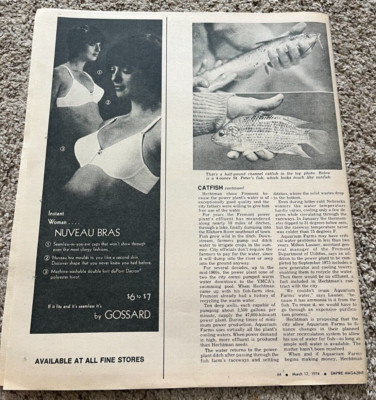 1974 Gossard Nuveau Bras Newspaper Print Ad