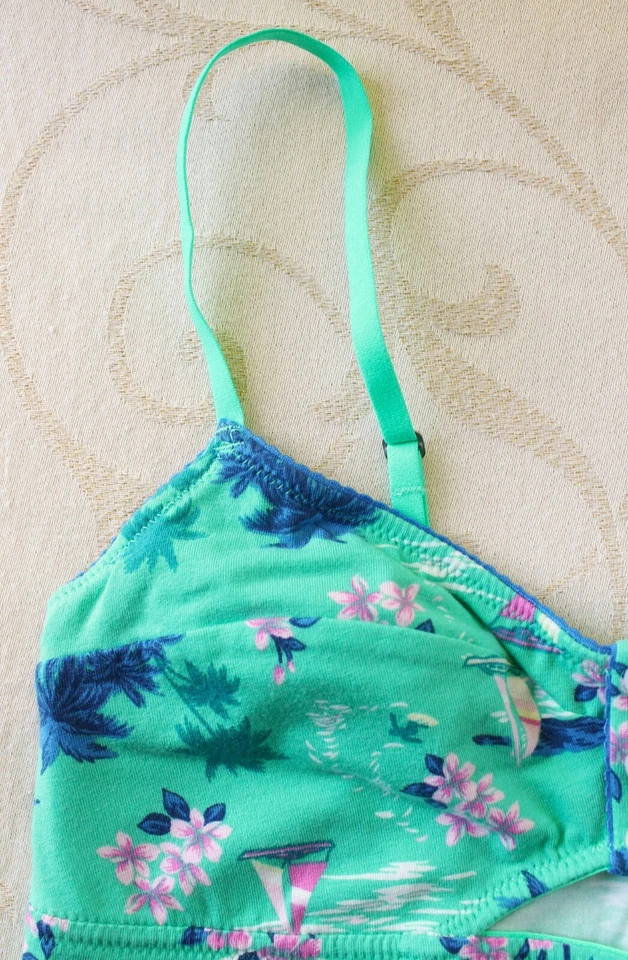 Sujetador Hollister Gilly Hicks Bralette Tropical Floral Talla M Inalámbrico Azul Verde Foto 2 de 4