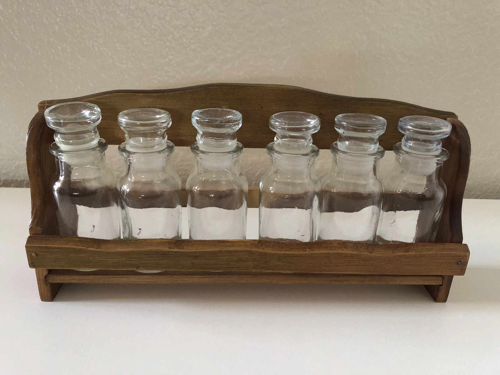 Vintage Rustic Wooden Spice Rack for Countertop and Wall
