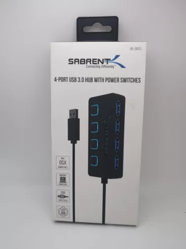 Sabrent 4 Port USB 3.0 Hub with Individual Power Switches HB UM43 NEW 