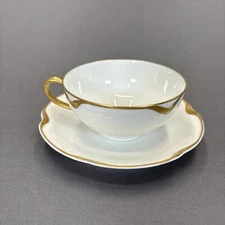 Haviland Limoges Silver Anniversary Flat Cup and Saucer Replacement Schleiger 19