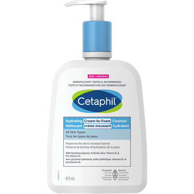 Cetaphil Hydrating Cream to Foam Cleanser Face Wash Amino Acid Aloe 473ml NEW