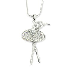 Ballet Dancer Made With Swarovski Crystal Ballerina Girls Pendant Chain Necklace