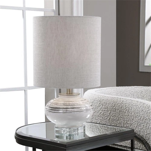 Uttermost Lenta Transitional Ceramic Crystal and Iron Accent Lamp in White - Picture 2 of 7