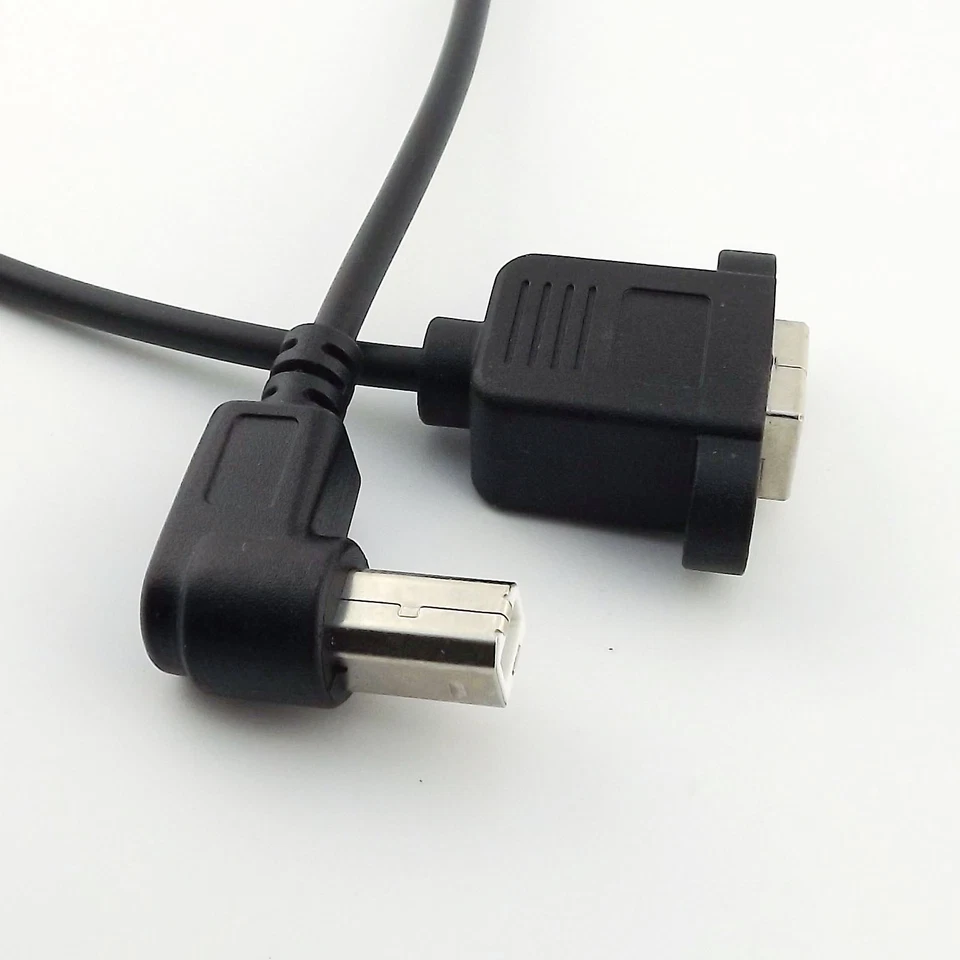 USB 2.0 B Male Right Angled 90° to USB B Female Socket Panel Cable Adapter 50cm - Image 2 of 4