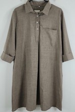 Floral Blooming NWT Womens 3/4 Sleeve .5 Button Up Dress W/ Pockets Size S Taupe