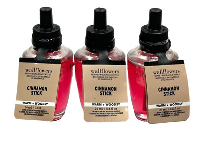 3 BATH & BODY WORKS CINNAMON STICK WALLFLOWERS HOME FRAGRANCE REFILL 0.8 FL OZ