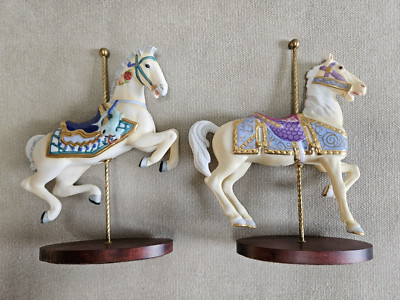 Franklin Mint Carousel Horses Set Of 10 - 1980's? Stand NOT