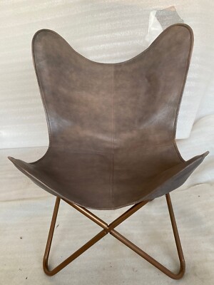 Handmade leather butterfly chair Leather accent chair BKF living room chair