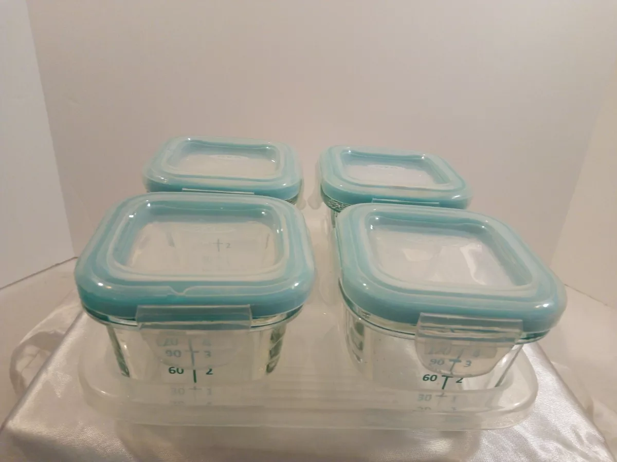 Glass Tot Food Cubes-Blue/ 3 oz / 3 Pack