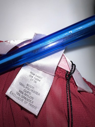 Babydoll Victoria’s Secret trasparente bordeaux pieghe chiffon e pizzo piccolo nuovo - Foto 12 di 14