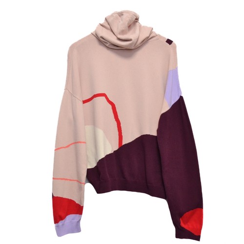 IVKO Intarsia Rosewood Hoodie Sweater Size 40/L Made in Serbia - Picture 3 of 8