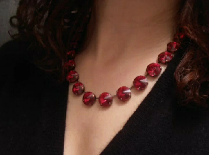 Collar de Cristal Siam Rojo Rivoli Anna Wintour Joyería Copa Tenis Cadena Cobre Foto 4 de 4