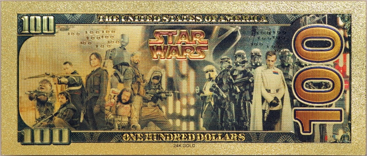 See-Threepio C-3PO Star Wars $100 Novelty 24K Gold Foil Plated