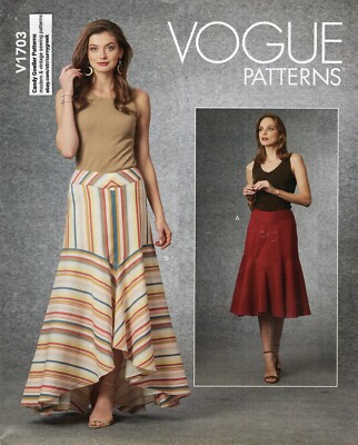 Vogue V1703 Lined Skirt w Yoke & Back Zipper, 2 Lengths Sz 16-24 UNCUT Pattern