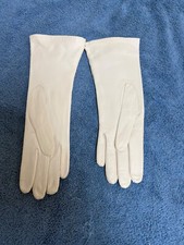 VTG NEW Women's Kidskin Leather Gloves Size 6.5 Ivory Lined W. Germany