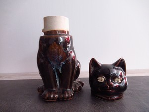 Ancien Pichet Bouteille Vase Chat Ceramique Style Vallauris Ebay