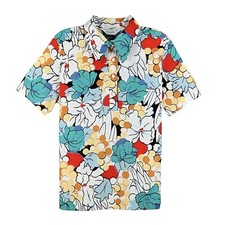 1960s Vintage Floral Print Short Sleeve Shirt Made in USA Size Large