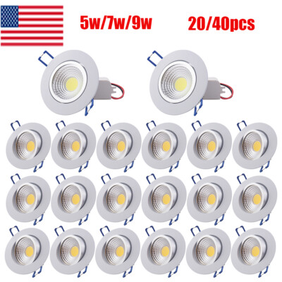 10/20/40PCS Dimmable COB Downlight LED Recessed Ceiling Pannel Light Spotlight