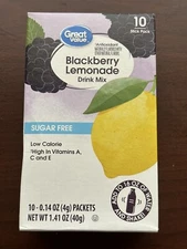 2 Blackberry Lemonade Sugar Free Drink Mix Singles to Go Free Shipping