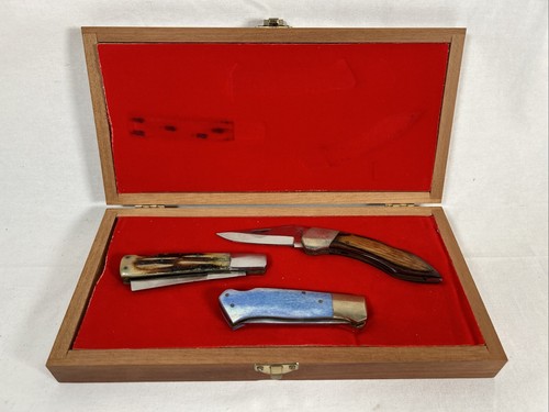 3 Knives - Bear Hunter Blue Natural Bone Tanto (2) Solingen 440 & White Trail