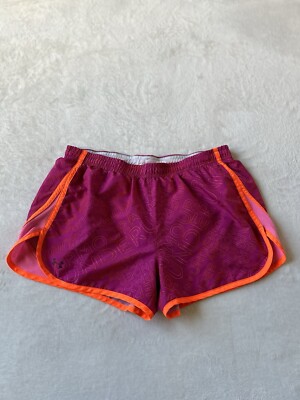 Under Armour Women's Pink Orange Built- In Brief Running Shorts